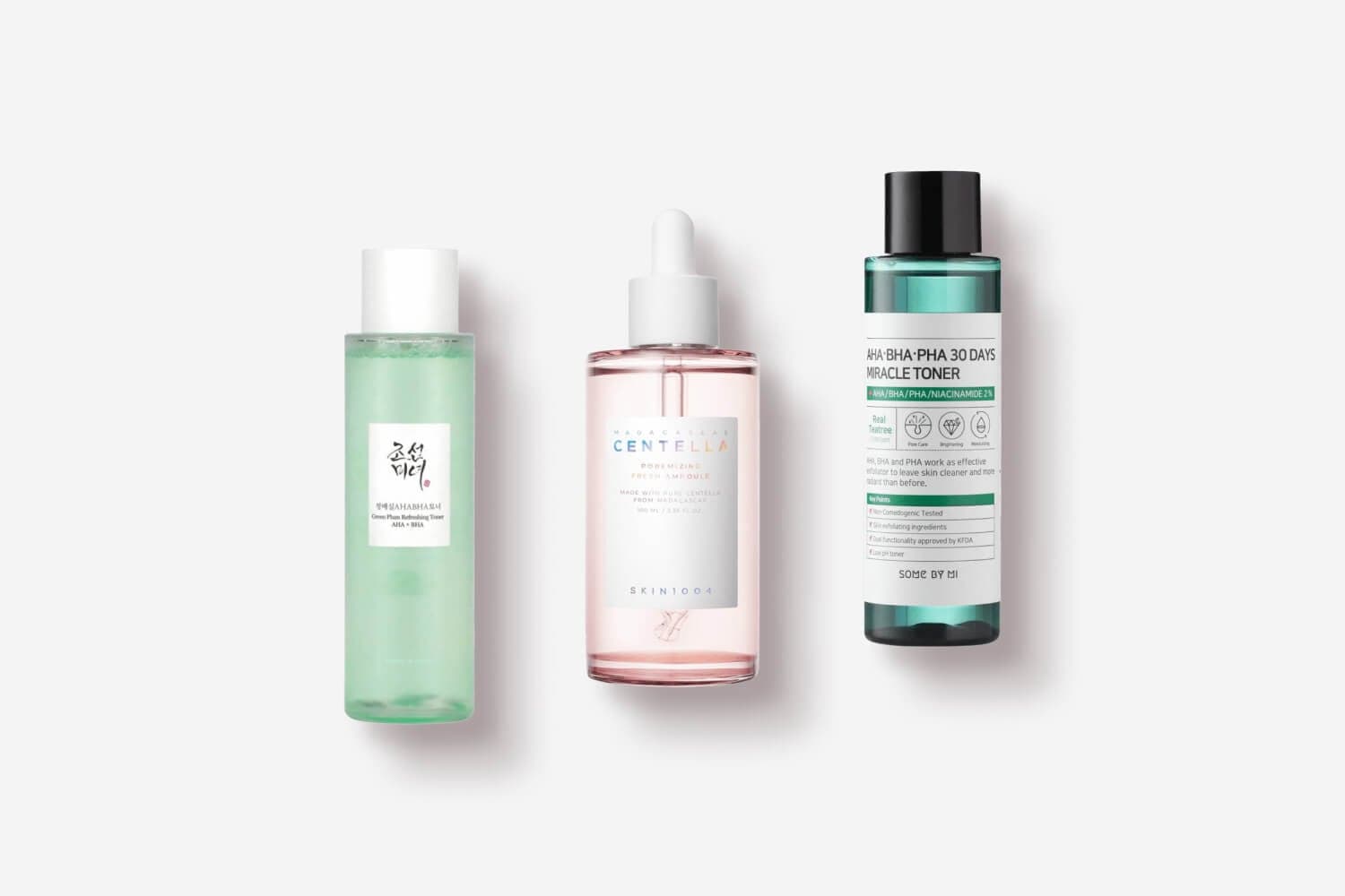 Beauty of Joseon Green Plum Refreshing Toner AHA BHA, SKIN1004 Madagascar Centella Poremizing Fresh Ampoule and Some By Mi AHA BHA PHA 30 Days Miracle Toner Beauty of Joseon Green Plum Refreshing Toner AHA BHA, SKIN1004 Madagascar Centella Poremizing Fresh Ampoule and Some By Mi AHA BHA PHA 30 Days Miracle Toner